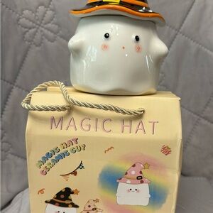 Ceramic Ghost Mug with Witch Hat